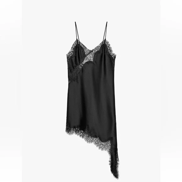 Satin dress with a V-neck and thin straps xs - Picture 1 of 7